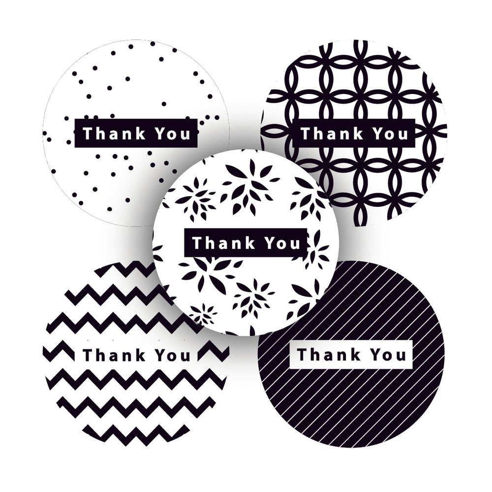 Thank you sticker roll - Black & White  1