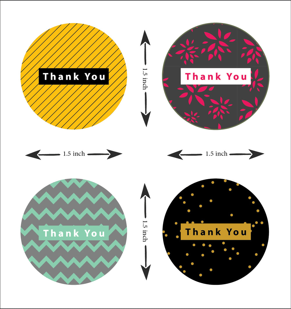Thank you stickers - Assorted colors