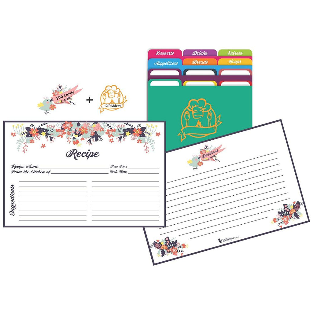 Blue Floral Recipe Cards and Dividers Set – The Akshaya blue-floral-recipe-cards-and-dividers-set-the-akshaya