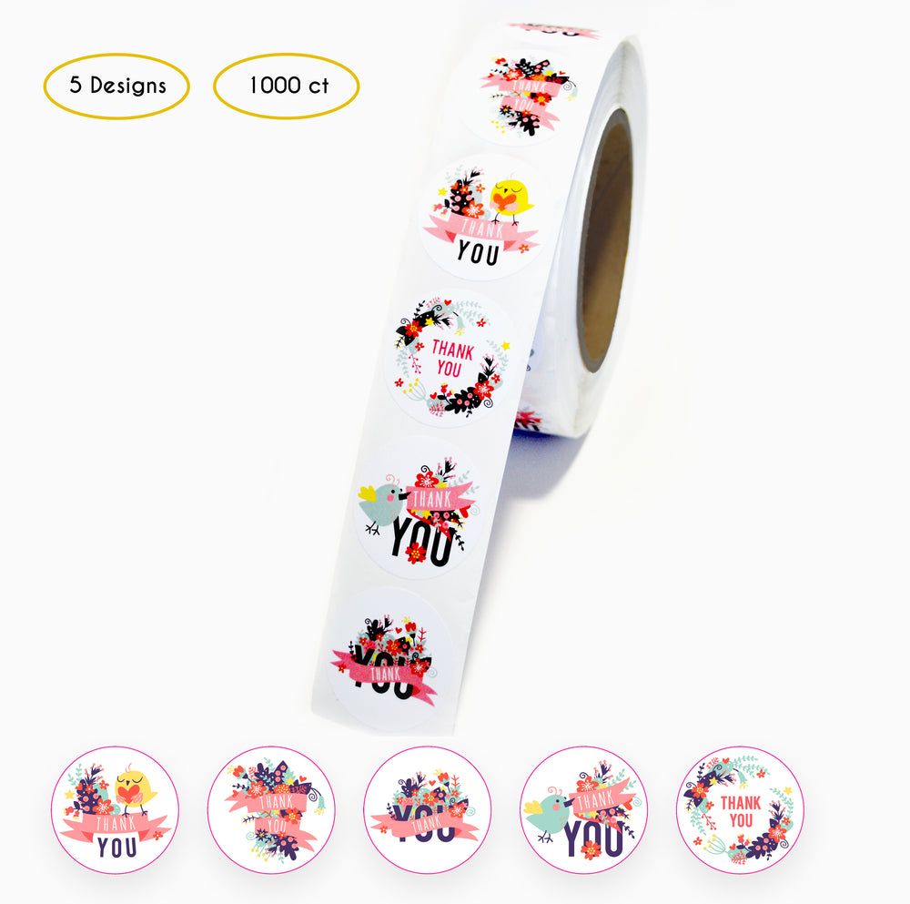 Thank you sticker roll - Floral