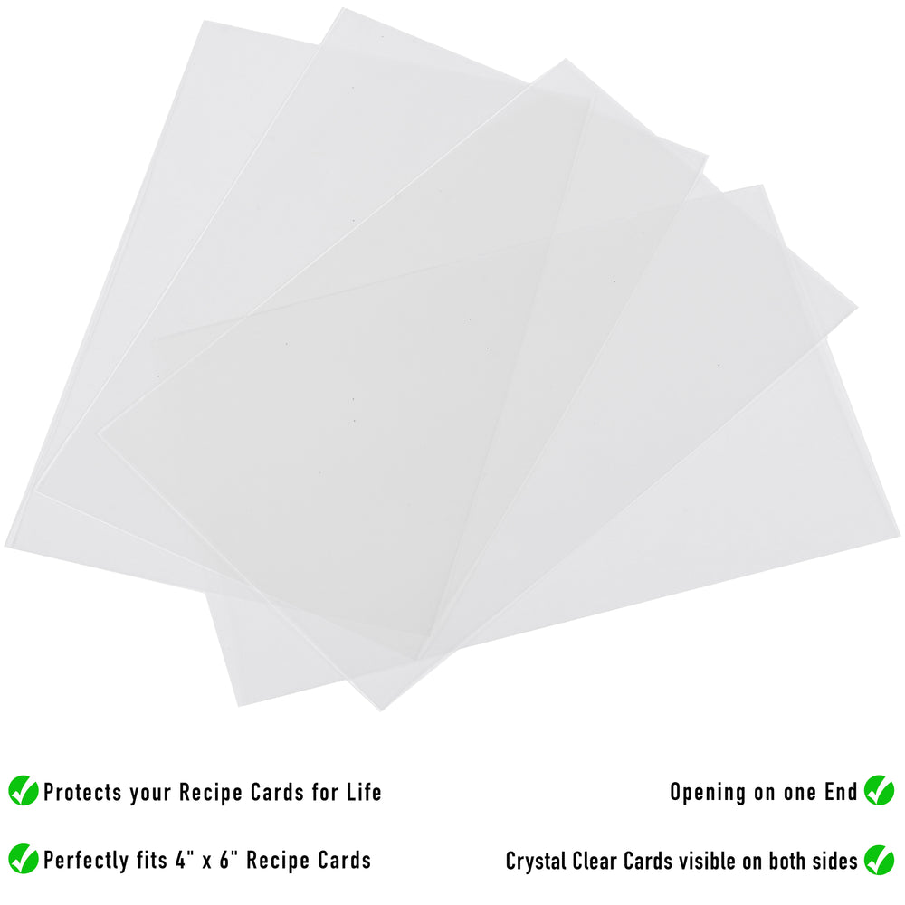 Recipe Card Protectors - 100 Pack Clear Recipe Card Sleeves